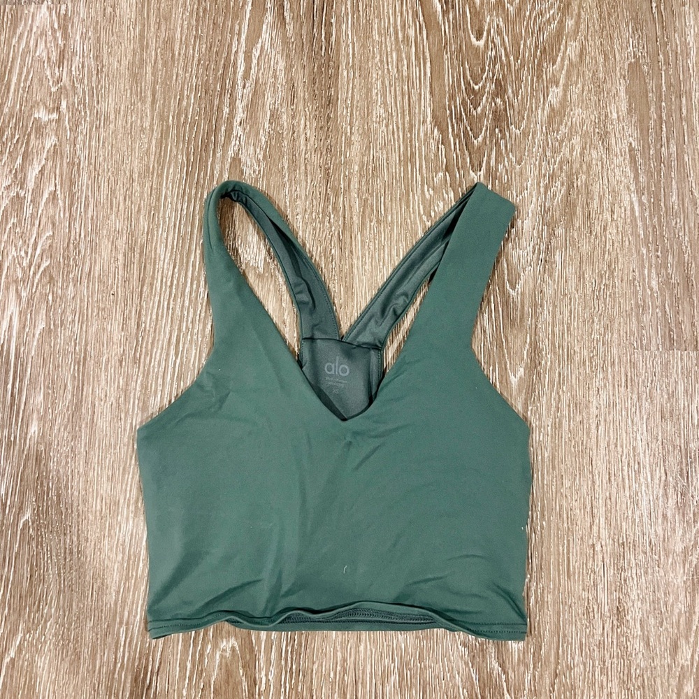 Alo Yoga Green Airbrush Real Bra Yoga Tank (Like New)